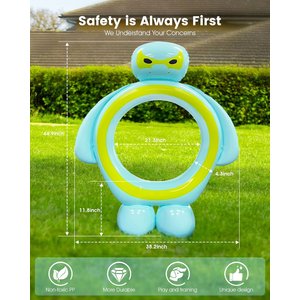 PetNF Outdoor Dog Agility Jump Ring Water Sprinkler 2-in-1, Blue/Green, 21.3-in