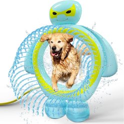 PetNF Outdoor Dog Agility Jump Ring Water Sprinkler 2-in-1, Blue/Green, 21.3-in