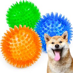 Vila Squeaky Spike Chew Balls Dog Toys, Small, 3 count