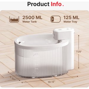 Pet Marvel Mini Rechargeable Battery Operated Cordless Dog & Cat Water Fountain, 2.5-l