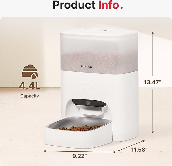 Show full view: Pet Marvel M3 Pro Wifi Camera Two-Way Video Automatic Dog & Cat Feeder, 4.4-l slide 7 of 9