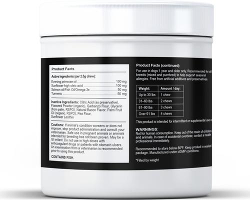 Show full view: Embark Allergy Bacon Flavored Soft Chew Skin & Coat Supplement for Dogs, 90 count slide 3 of 8