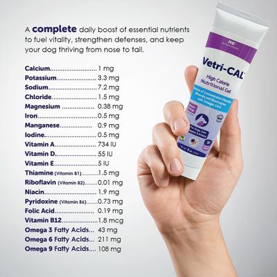 Show full view: Vetri-CAL High Calorie Nutritional Gel for Dogs & Cats, 5-oz tube slide 9 of 10