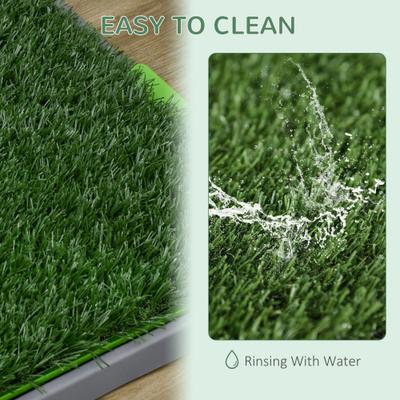 Show full view: PawHut Indoor Outdoor Dog Grass Pad with Tray & 2 Artificial Washable Grass Pee Pads, 26 x 16-in slide 6 of 9
