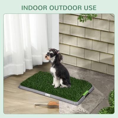 Show full view: PawHut Indoor Outdoor Dog Grass Pad with Tray & 2 Artificial Washable Grass Pee Pads, 26 x 16-in slide 7 of 9