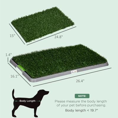 Show full view: PawHut Indoor Outdoor Dog Grass Pad with Tray & 2 Artificial Washable Grass Pee Pads, 26 x 16-in slide 3 of 9