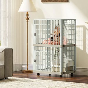 Yitahome 3-Door 2-Tier Dog & Cat Crate, Beige