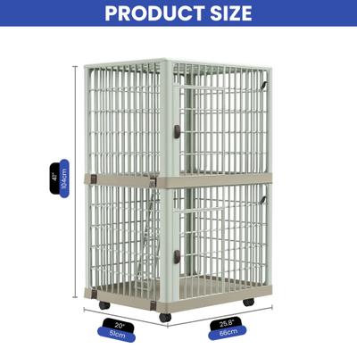 Show full view: Yitahome 3-Door 2-Tier Dog & Cat Crate, Beige slide 2 of 8