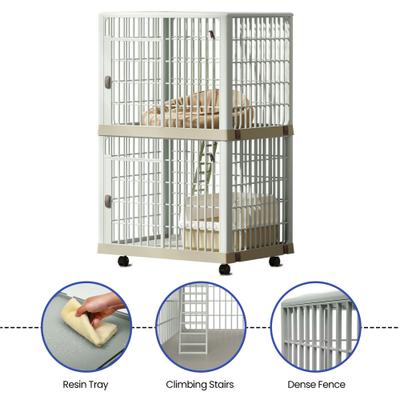 Show full view: Yitahome 3-Door 2-Tier Dog & Cat Crate, Beige slide 3 of 8