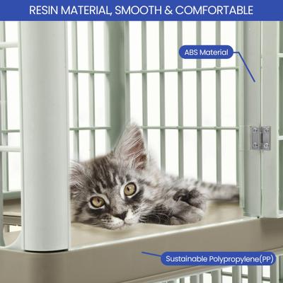 Show full view: Yitahome 3-Door 2-Tier Dog & Cat Crate, Beige slide 5 of 8