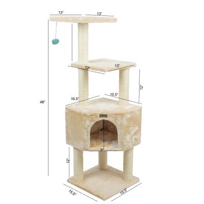 Show full view: Armarkat 3-Level 48-in Wooden Kitten Tree & Condo, Beige slide 6 of 11