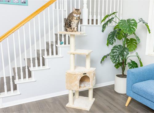 Show full view: Armarkat 3-Level 48-in Wooden Kitten Tree & Condo, Beige slide 2 of 11