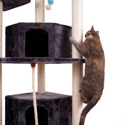 Show full view: Armarkat Multi-Level 82-in Faux Fur Cat Tree & Condo, Dark Gray slide 9 of 11