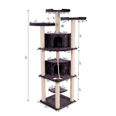 Show full view: Armarkat Multi-Level 82-in Faux Fur Cat Tree & Condo, Dark Gray slide 6 of 11
