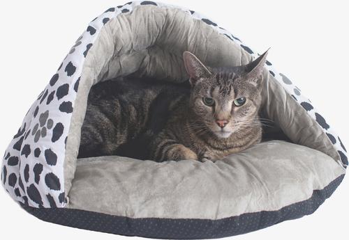Show full view: Armarkat Burrow Covered Cat & Dog Bed, Sage Green/Pawprint slide 6 of 12