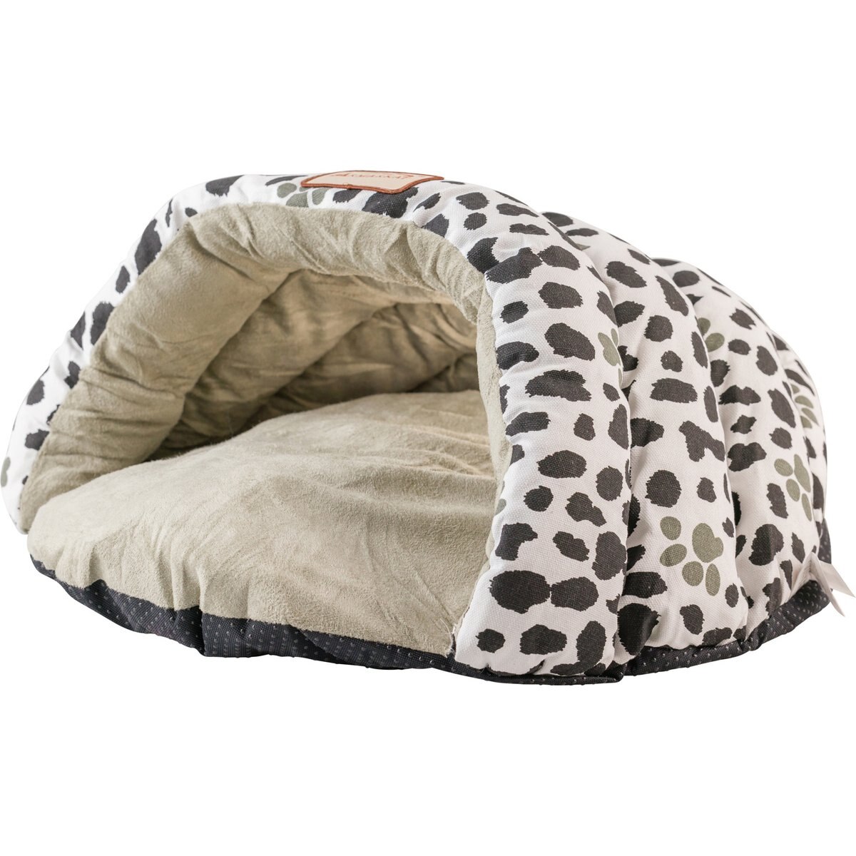 Armarkat Burrow Covered Cat & Dog Bed, Sage Green/Pawprint