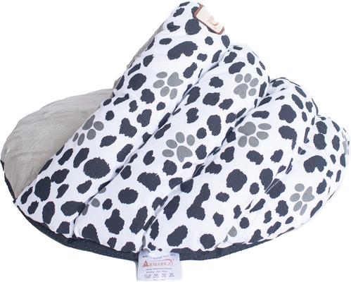 Show full view: Armarkat Burrow Covered Cat & Dog Bed, Sage Green/Pawprint slide 5 of 12