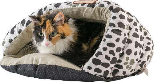Show full view: Armarkat Burrow Covered Cat & Dog Bed, Sage Green/Pawprint slide 3 of 12