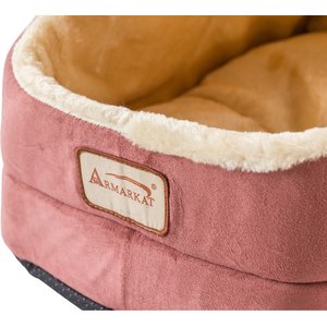 Armarkat Cave Shape Covered Cat & Dog Bed, Red/Beige