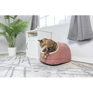 Armarkat Cave Shape Covered Cat & Dog Bed, Red/Beige