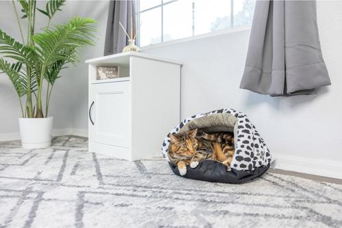 Show full view: Armarkat Burrow Covered Cat & Dog Bed, Sage Green/Pawprint slide 2 of 12