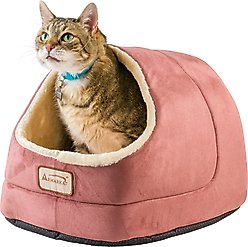 Armarkat Cave Shape Covered Cat & Dog Bed, Red/Beige