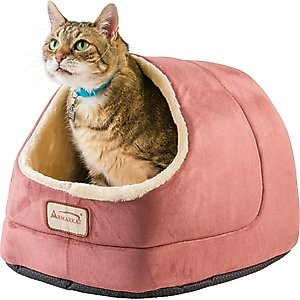 Armarkat Cave Shape Covered Cat & Dog Bed, Red/Beige