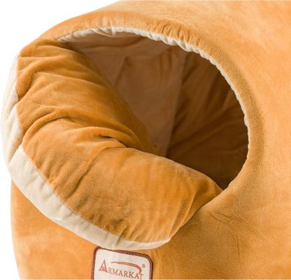 Show full view: Armarkat Cave Shape Covered Cat & Dog Bed, Brown/Ivory slide 6 of 12
