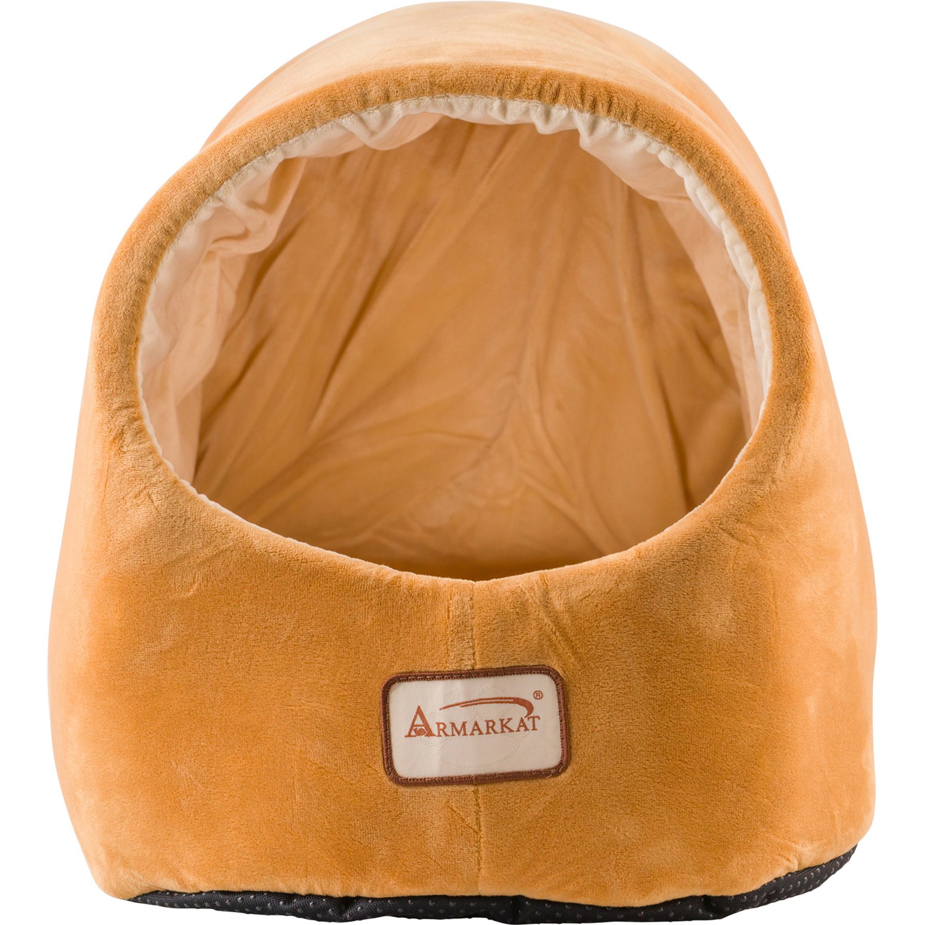 Armarkat Cave Shape Covered Cat & Dog Bed, Brown/Ivory
