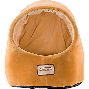 Armarkat Cave Shape Covered Cat & Dog Bed, Brown/Ivory