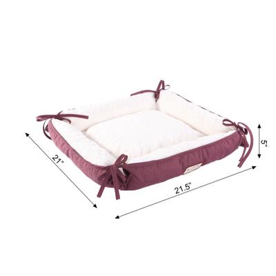 Show full view: Armarkat Bolster Cat & Dog Bed, Burgundy/Ivory slide 7 of 11