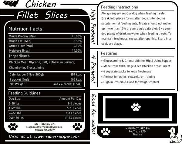 Show full view: Rena's Recipe Chicken Fillet Slices Dog Jerky Treats, 20-oz bag, 4 count slide 3 of 10