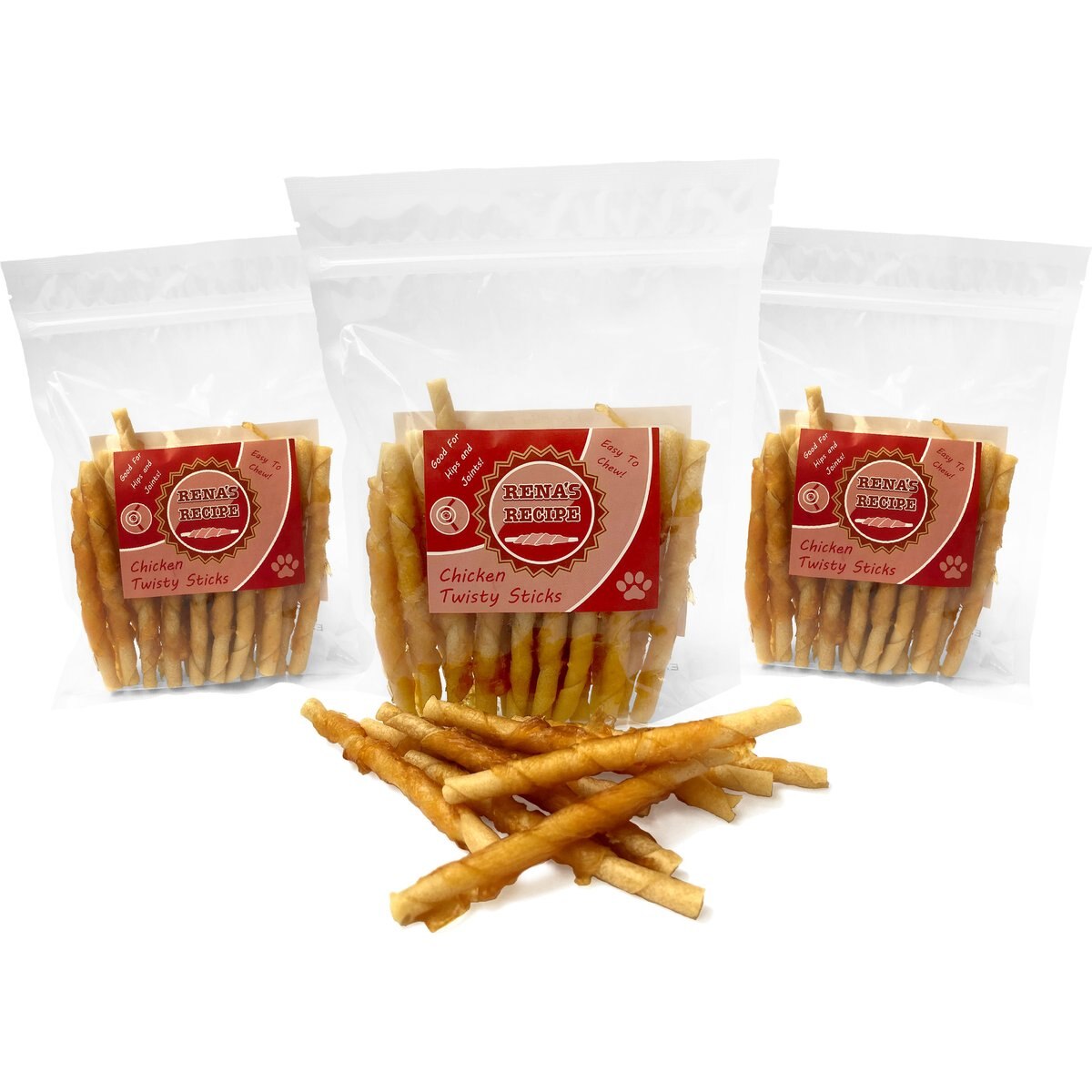 Rena's Recipe Chicken Twisty Sticks Dog Chew Treats, 8-oz bag, 3 count