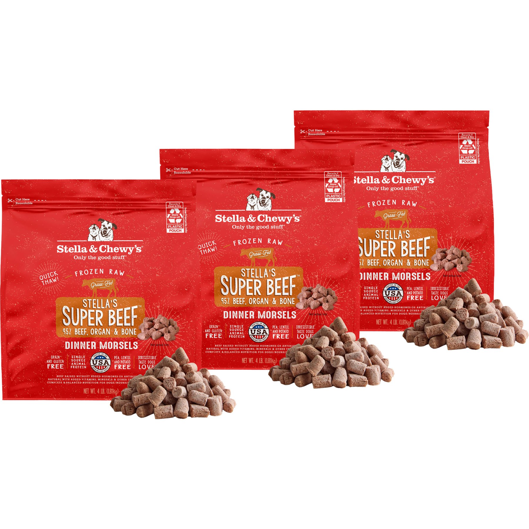 Stella & Chewy's Stella's Super Beef Morsels Raw Frozen Dog Food, 12-lb bundle