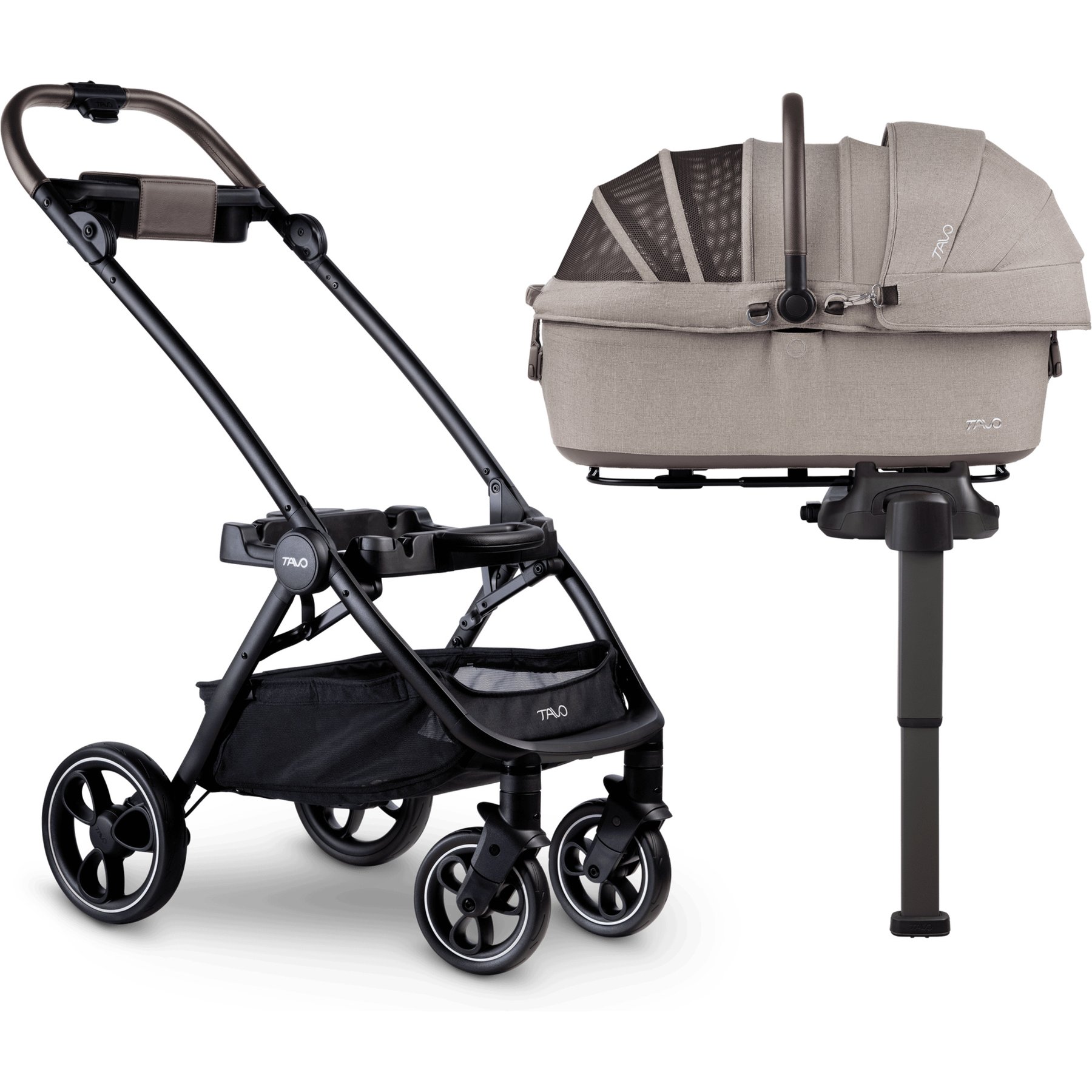 Tavo Pets Maeve + Roscoe 3-in-1 Dog & Cat Car Seat Travel System, Fawn, 7X