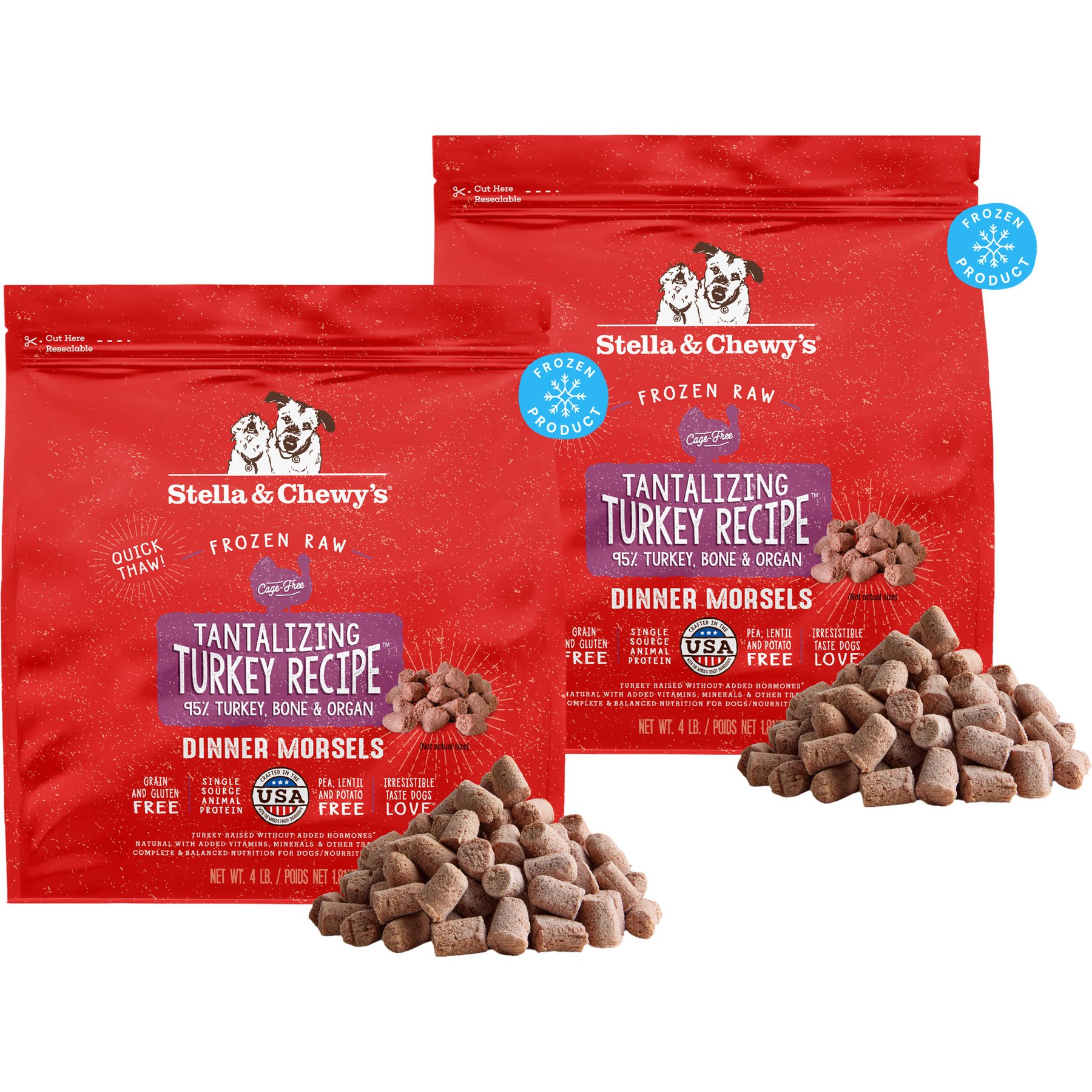Stella & Chewy's Tantalizing Turkey Morsels Frozen Raw Dog Food, 8-lb bundle