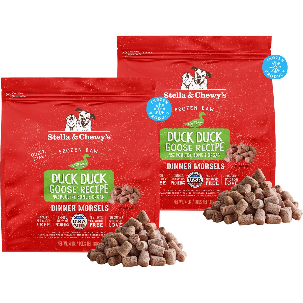 Stella & Chewy's Duck Duck Goose Morsels Frozen Raw Dog Food, 8-lb bundle
