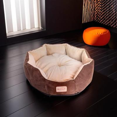 Show full view: Armarkat Cozy Bolster Cat & Dog Bed, Mocha/Beige slide 3 of 11