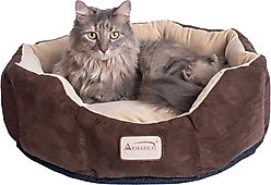 Armarkat Cozy Bolster Cat & Dog Bed, Mocha/Beige