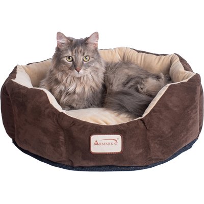 Armarkat Armarkat Cozy Bolster Cat & Dog Bed, Mocha/Beige