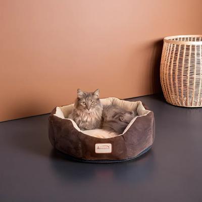 Show full view: Armarkat Cozy Bolster Cat & Dog Bed, Mocha/Beige slide 2 of 11