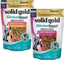 Solid Gold Homestyle Meal Skin & Coat Support Chicken + Gut Health Beef Dog Food Topper, 9-oz pouches, case of 2