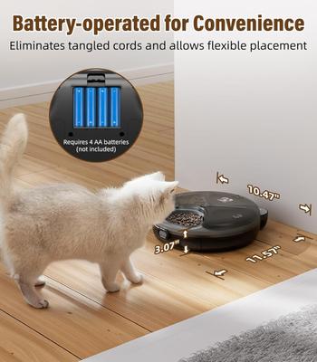 Show full view: Casfuy 4-Meal Automatic Cat Feeder for Wet & Dry Food, Black slide 5 of 9