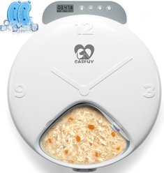 Casfuy 4-Meal Automatic Cat Feeder for Wet & Dry Food, White