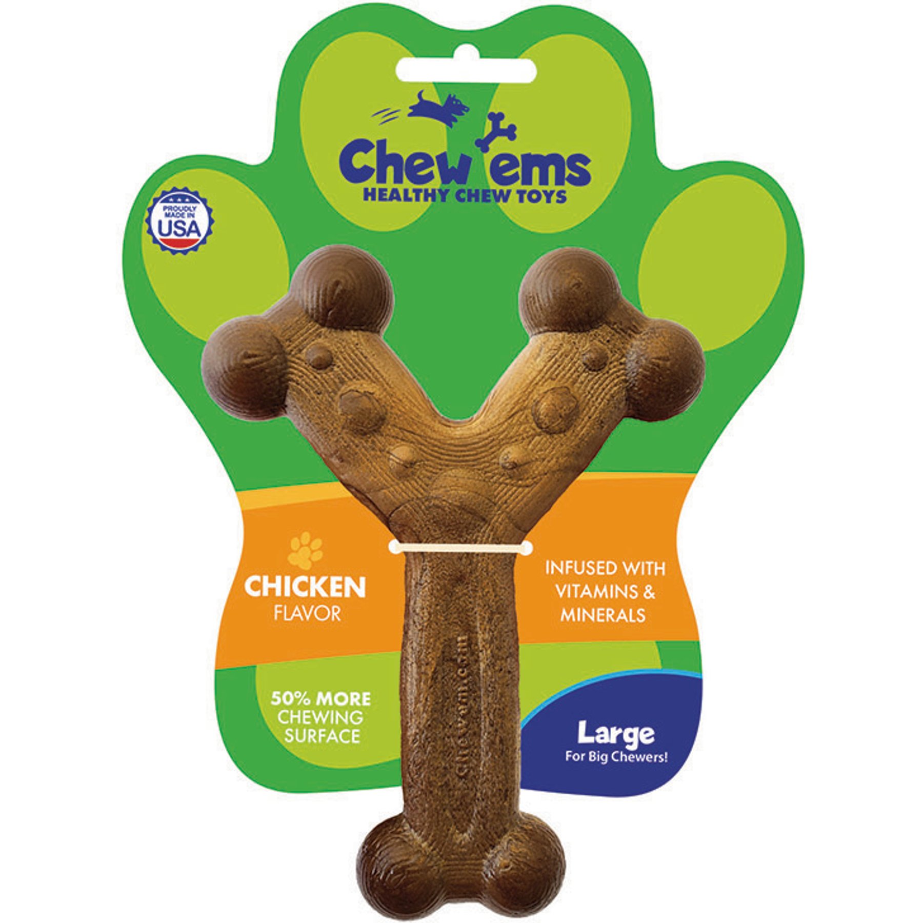 Chew'ems Y Bone Dog Toy, Chicken, Large