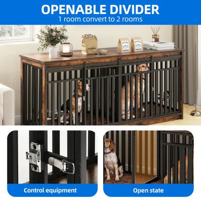 Show full view: Yitahome Furniture Style Dog Crate, Rustic Brown, 71 inch slide 6 of 9