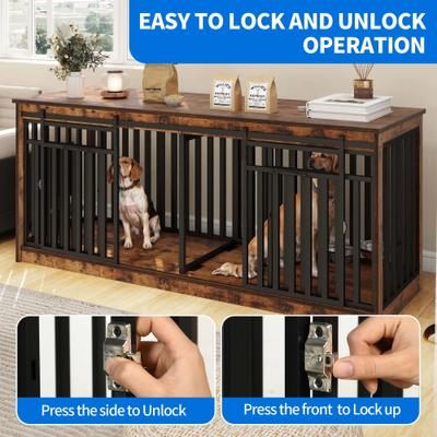 Show full view: Yitahome Furniture Style Dog Crate, Rustic Brown, 71 inch slide 4 of 9