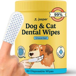 Jasper Unscented Dog Dental Wipes, 60 count