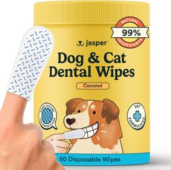 Jasper Coconut Scented Dog Dental Wipes, 60 count