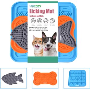 GOOPAWS Silicone Dog Lick Mat, Orange/Grey/Blue, 3 count